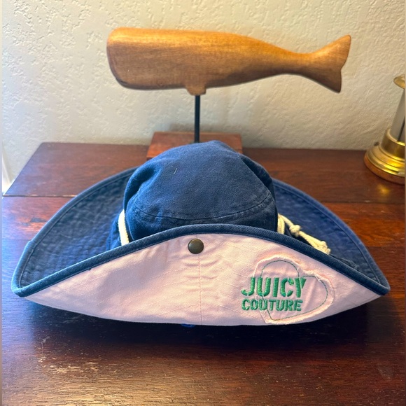 Vintage Y2K Juicy Couture Sun Hat Blue/Pink - Picture 1 of 7
